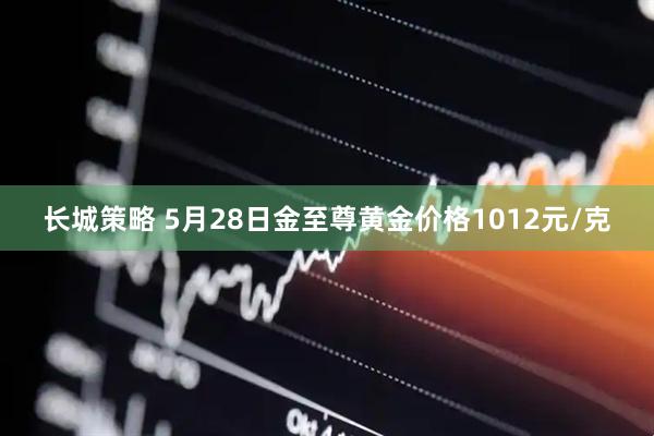 长城策略 5月28日金至尊黄金价格1012元/克